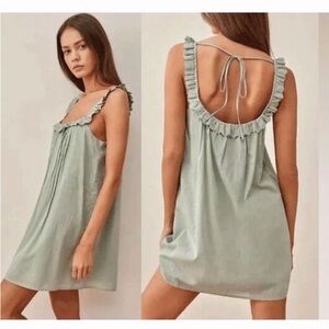 Reformation Tucker Dress with Ruffle Trim 100% Cotton